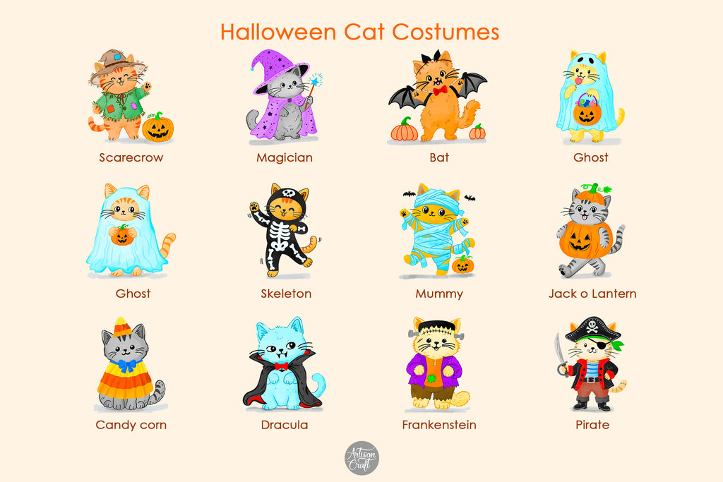 Halloween Cat Costumes Clipart